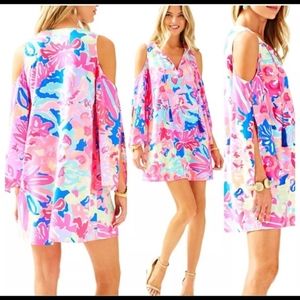 Lilly Pulitzer Benicia Cold Shoulder Cocktail Dress Playa Hermosa Large
